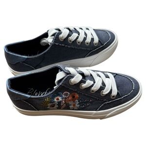 Blowfish Sadie Denim Embroidered Platform Shoes